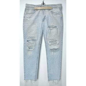 H&M H and M 90s Boyfriend Low Waist Light Wash Distressed Jeans Size 12
